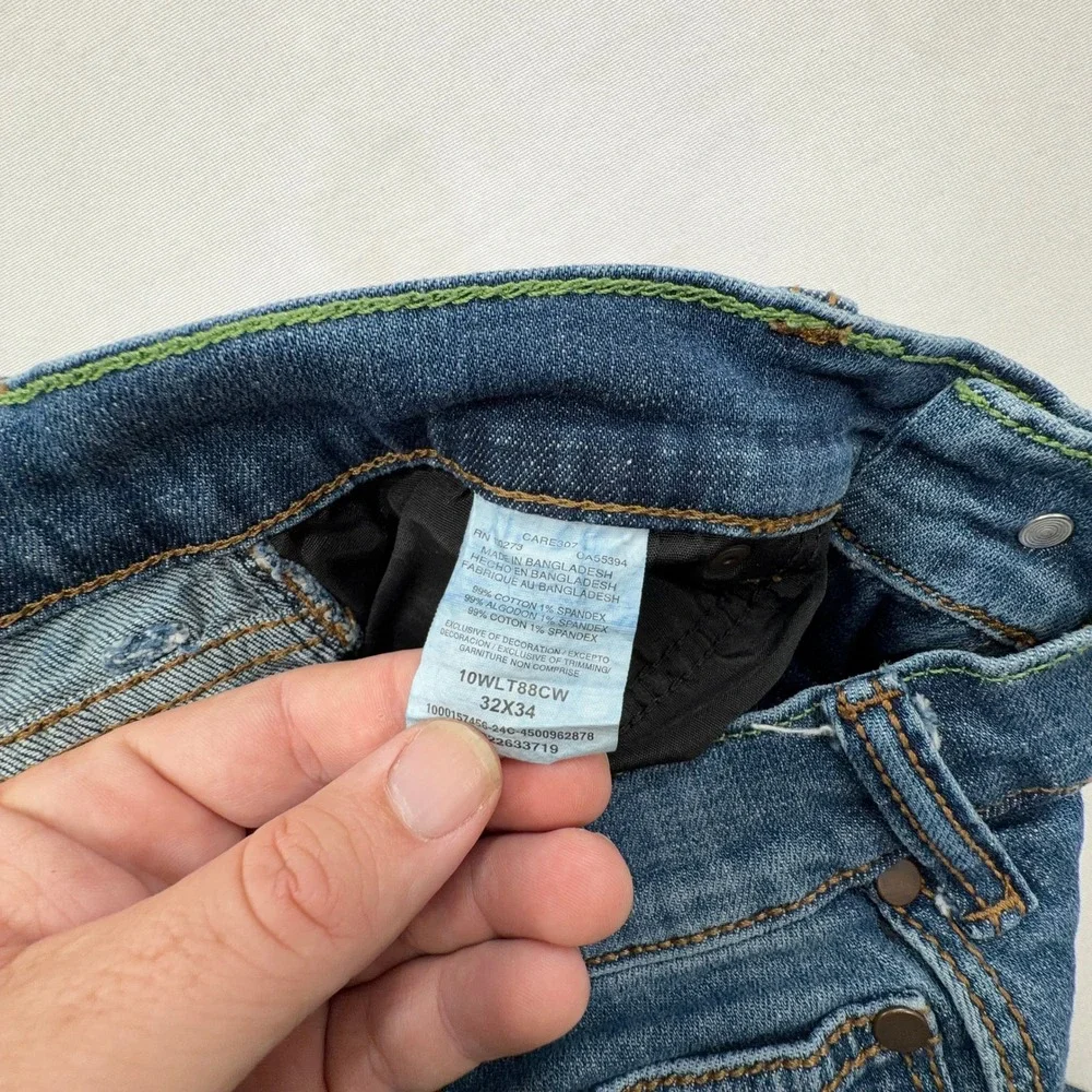 Wrangler Jeans Retro Slim Straight Stretch Blue Denim Mens 32X34